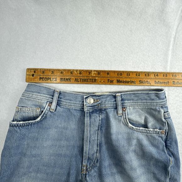 We The Free People Jeans Womens Size 27 Blue Cropped Distressed Denim Button Fly - Picture 5 of 8